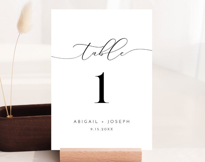 Wedding Table Number Card Printable, Minimalist Reception Seating Template, Table Card Template, 100% Editable, Digital, 3 Sizes #024-106TC