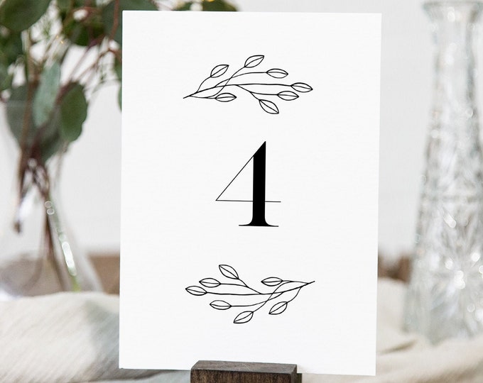 Minimalist Table Number Card Template, Rustic Simple Clean Wedding Table Number, Editable, INSTANT DOWNLOAD, Templett, DIY 4x6 #095B-169TC