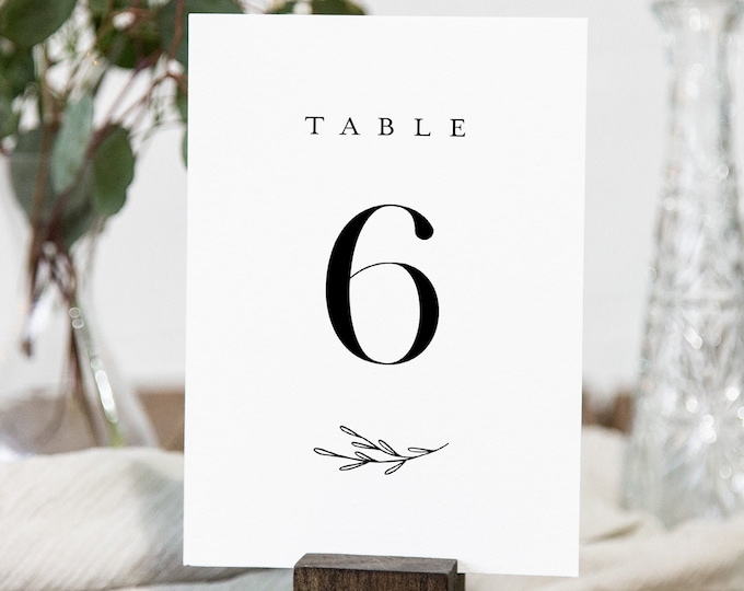 Minimalist Table Number Card Template, Classic, Elegant Wedding Table Number, Editable, INSTANT DOWNLOAD, Templett, DIY 4x6 #037-163TC