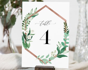 Greenery Table Number Card Template, Bohemian Garden Wedding Table Number, Editable, INSTANT DOWNLOAD, Templett, DIY 4x6 #080A-188TC