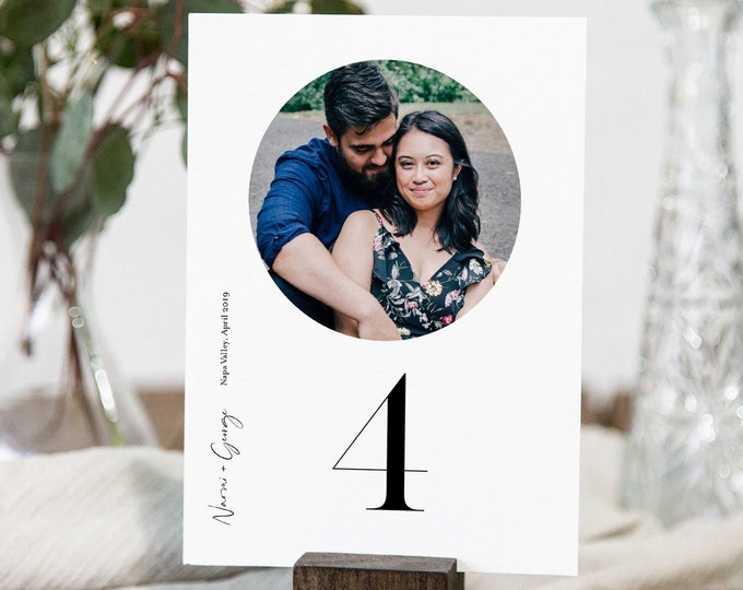 Photo Table Number Card Template, Minimalist Wedding Table Number, Simple, Modern, Editable, INSTANT DOWNLOAD, Templett 4x6 #096-178TC