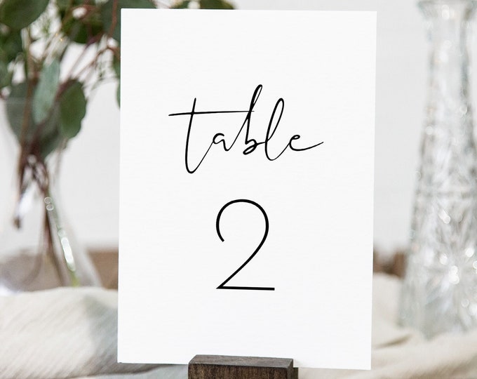 Modern Table Number Card Template, Minimal Simple Clean Wedding Table Number, Editable, INSTANT DOWNLOAD, Templett, 4x6 #0031-207TC