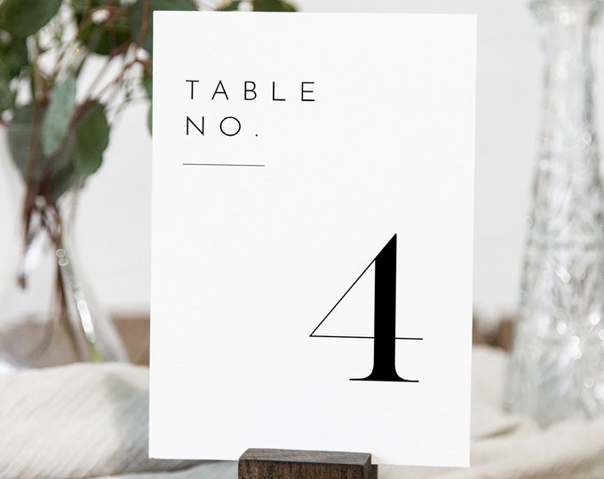 Minimalist Table Number Card Template, Rustic Simple Clean Wedding Table Number, Editable, INSTANT DOWNLOAD, Templett, 4x6, 5x7 #094-168TC