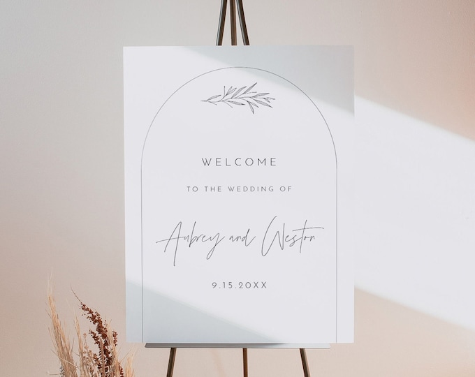 Arch Welcome Sign, Modern Minimalist Wedding Poster, 100% Editable Template, Instant Download, Printable, Templett #0030-279LS