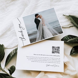 Wedding Photo Thank You, Minimal, Wedding Photos QR code, Editable Text / Photo, Instant Download, Templett, Flat Card, 5x7 #0032-209TYC