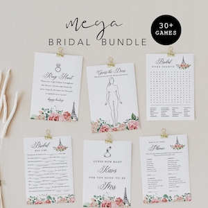 MEGA Paris Bridal Shower Game Bundle, 35 Games, Editable Templates, Parisian Theme Wedding Shower Games, Instant Download, Templett #001BGB