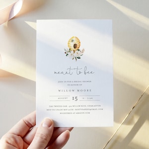 Bee Bridal Shower Invitation Template, Printable Meant to Bee Wedding Shower Invite, 100% Editable Text, Instant Download, DIY #097-285BS