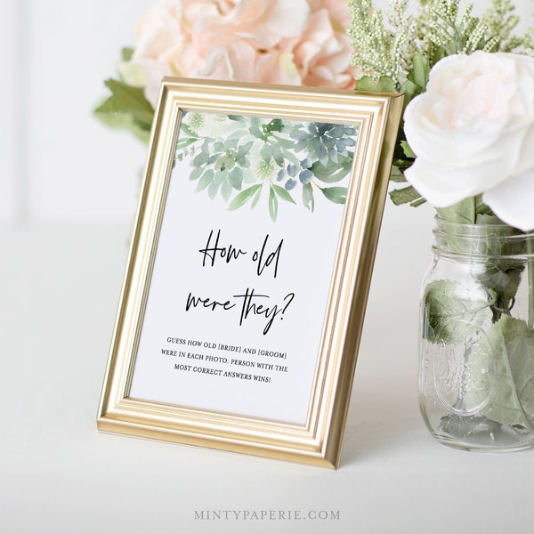 How Old Were They Bridal Shower Game, Baby Photo Game, Instant Download, Editable Template, Guess the Ages Game, DIY, Templett #075-173BG