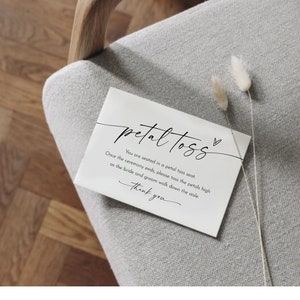 Petal Toss Card, Confetti Toss, Wedding Exit Throw Bag Tag, Send Off, Petal Toss Chair, Download istantaneo, Modificabile, 3.5"x5" #0034W-101PTC
