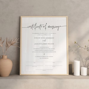 Heiratsurkunde Vorlage, minimalistische Hochzeitsurkunde, bearbeitbarer Text, Sofort Download, 8x10, 16x20 #0009-112MC