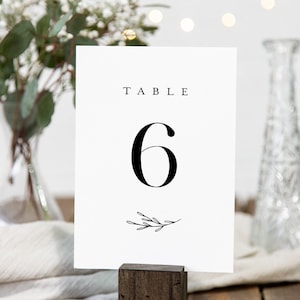 Modelo de cartão de número de mesa minimalista, clássico e elegante número de mesa de casamento, editável, DOWNLOAD INSTANTÂNEO, Templett, DIY 4x6 #037-163TC