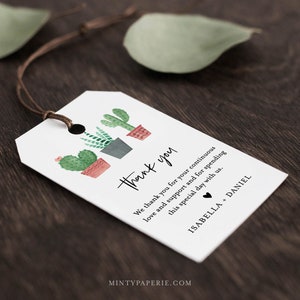 Cactus Favor Tag for Bridal Shower or Wedding, Welcome Bag Tag, Thank You Tag, INSTANT DOWNLOAD, 100% Editable Text, Printable, #086-131FT