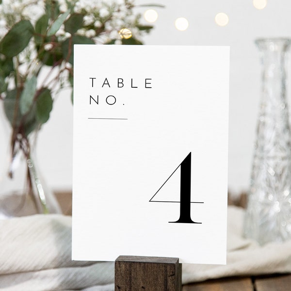 Minimalistische Tischnummer Kartenvorlage, rustikale einfache saubere Hochzeit Tischnummer, bearbeitbar, INSTANT DOWNLOAD, Templett, 4x6, 5x7 #094-168TC
