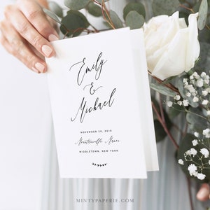 Wedding Program Template, Folded Booklet, Printable Order of Service, INSTANT DOWNLOAD, 100% Editable, Catholic Ceremony, Templett 052-129WP