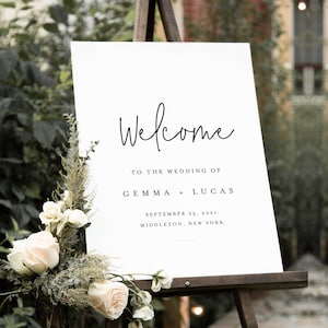 Minimalist Welcome Sign, Printable Modern Simple Wedding or Bridal Shower Sign, Instant Download, Editable Template, Templett #095A-215LS