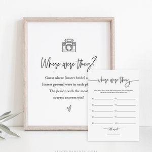 Where Were They Bridal Shower Game Template, Couples Photo Game, Minimalist Bridal Shower, Editable, Instant Download, Templett #0009-388BG