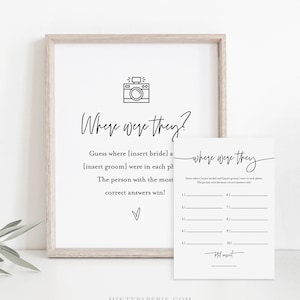 Where Were They Bridal Shower Game Template, Couples Photo Game, Minimalist Bridal Shower, Editable, Instant Download, Templett #0009-388BG