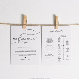 Welcome Bag Letter & Timeline Template, Printable Wedding Order of Events, Editable Itinerary, INSTANT DOWNLOAD, Templett #092-136WB