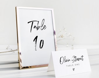 Table Number Card Template, Modern Hand Script Wedding Table Number, Minimalist, Editable, INSTANT DOWNLOAD, Templett, DIY 4x6 #090-196TC