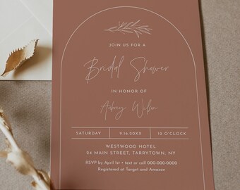 Bohemian Arch Bridal Shower Invitation Template, Terracotta Wedding Shower, Editable Text, Instant #0030T-309BS