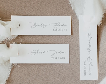 Minimalist Place Card Template, 100% Editable, Printable Modern Seating Card, Narrow Name Card, Favor Tag, Slim, Skinny, Templett 0006-198PC