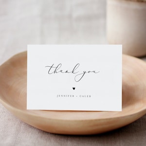 Minimalistische Dankeskarte zum Ausdrucken, moderne Hochzeit / Bridal Shower Note, bearbeitbare Vorlage, INSTANT DOWNLOAD, Templett #045-185TYC
