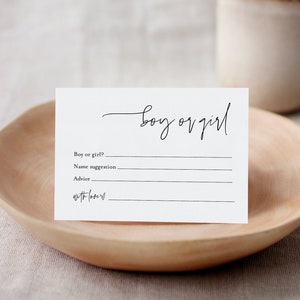 Geslachtsvoorspelling & advieskaart, afdrukbaar minimalistisch babyshowerspel, geslachtsonthulling, bewerkbaar, INSTANT DOWNLOAD, Templett #0009-286BASG