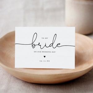 Nota minimalista del día de la boda, para mi novio / novia en el día de nuestra boda, tarjeta de nota doblada, plantilla editable, descarga instantánea, Templett #105WDN
