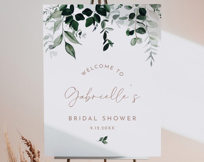 Bridal Shower Welcome Sign, Editable Template, Printable Wedding Welcome Sign, Bloom Greenery, Instant Download, 18x24, 24x36 #033-335LS