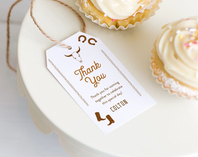 Western Favor Tag Template, Rodeo, Cowboy Thank You Tag, Bridal Shower Tag, Birthday, Instant Download, Editable Text, Templett #0040-233FT