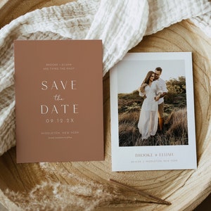 Terracotta Save the Date Template, Boho Photo Save the Date, 100% Editable, Modern Wedding Date Card, Instant Download, Templett #0020-194SD