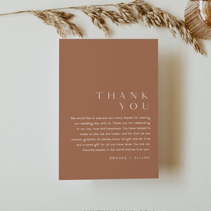 Thank You Letter, Terracotta Flat 4x6 Card, Napkin Note, In Lieu of Favors Card, Editable Template, Instant Download, Templett #0020-161TYN