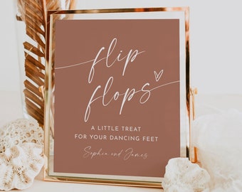 Flip Flop Sign, Bohemian Wedding Dancing Feet Sign, Dance Floor, Printable Flip Flop Favor, Instant Download, Templett, 8x10 #0034T-60S