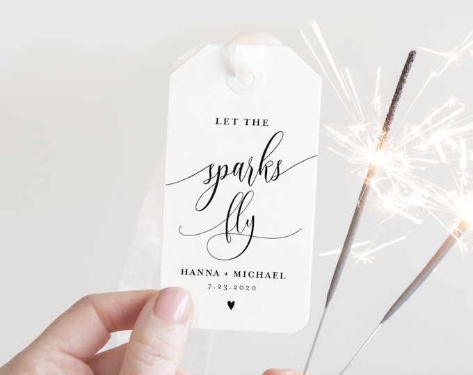 Sparkler Send Off Sign and Tag, INSTANT DOWNLOAD, Editable Template, Printable Wedding Sparkler Sign, Custom Sparkler Tag, Templett #008-06S