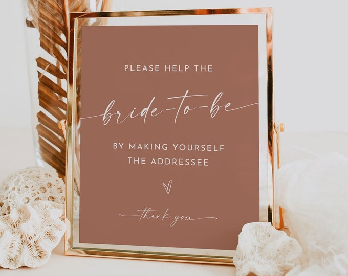 Address the Envelope Sign, Write Your Address, Bohemian Bridal Shower, Help the Bride, Editable Template, Instant, Templett, 8x10 #0034T-29S