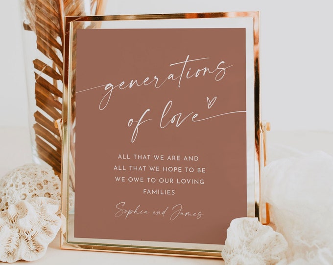 Generations of Love Sign, All That We Are All That We Hope to Be, Wedding In Loving Memory, Editable Template, Instant, Templett #0034T-65S