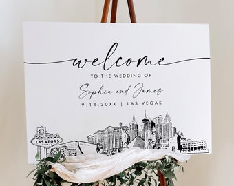 Las Vegas Welcome Sign, Vegas Skyline Wedding Sign, Printable Instant Download, Editable Template, Templett, 18x24, 24x36 #0047-353LS