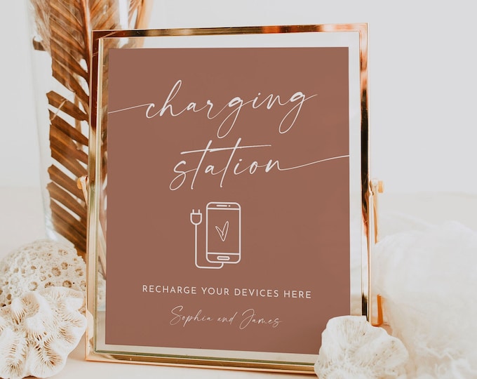 Charging Station Sign, Wedding Charging Station, Phone Charging, Power Bar, Charge Device, Classic Black Wedding, Editable, 8x10 #0034T-37S