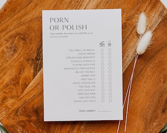 Porn or Polish Game, Hen Do Party, Dirty Bachelorette Game, Modern, Minimal, Editable Template, Instant Download, Templett #0026B-115BACH