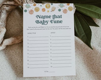 Space Name That Baby Tune / Song, Baby Shower Game, Printable Planets Baby Song Game, Instant, Editable Template, Templett #0052A-08BAG