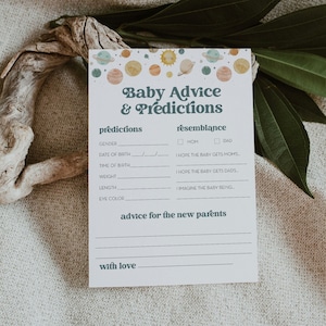 Ruimte baby voorspellingen & advies kaart, afdrukbare planeten baby shower spel, bewerkbaar, DIY babyadvies, INSTANT DOWNLOAD, Templett #0052A-02BAG