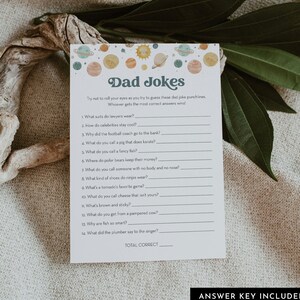 Space Dad Jokes Baby Shower Game, Planets Baby Shower, Funny Riddles, Trivia, Editable Template, Instant Download, Templett #0052A-03BAG