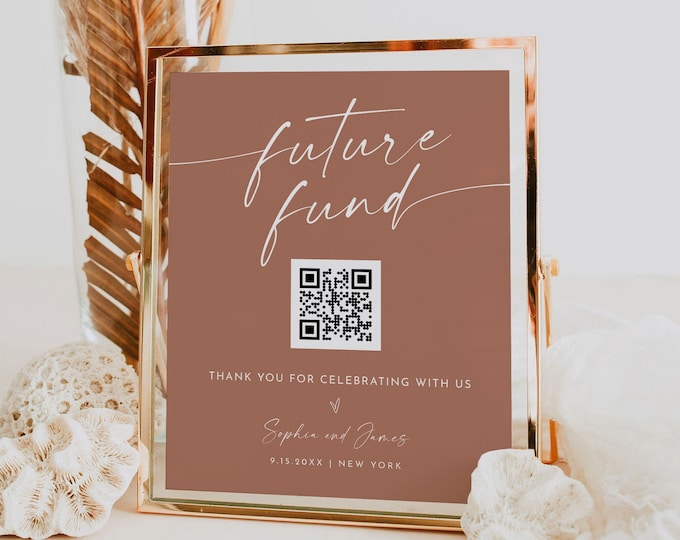 Bohemian Future Fund Sign, Venmo Honeymoon Fund, Wishing Well, Wedding Cash Gift, Editable Template, Instant, Templett, 8x10 #0034T-28S