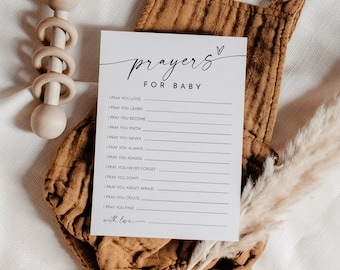 Prayers For Baby Card, Well Wishes for Baby, Minimalist Baby Shower, Gender Neutral, Editable Template, INSTANT, Templett, 5x7 #0034W-30BAG