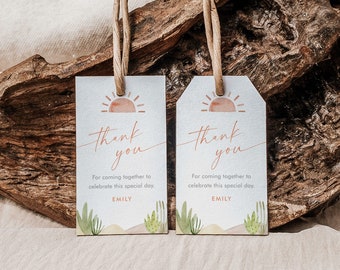 Sun Favor Tag Template, Thank You Tag, Bohemian Sun Baby Shower, Bridal Shower, Instant Download, Editable, Printable, Templett #0053-246FT
