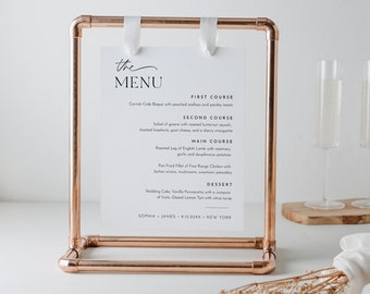 Dinner and Drink Menu Sign, Printable Modern Wedding Reception/ Bar Menu Sign, Editable Template, Instant, Templett, 8x10 #0032-223WM