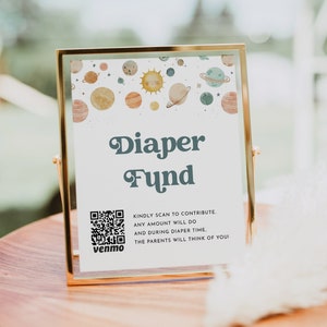 Diaper Fund Sign, Venmo Baby Shower Sign, Minimalist Baby Shower Cash Gift, Editable Template, Instant Download, Templett, 8x10 #0052A-59S