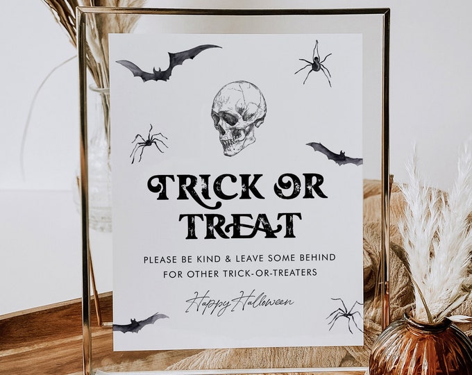 Halloween Sign, Please Take One, Trick or Treat Table Sign, Take One Candy Sign, Instant Download, Editable Text, Templett #0045-02S