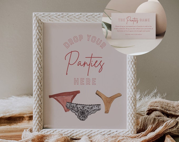 Drop Your Panties Sign and Insert, Panty Game, Lingerie Shower, Bridal Shower, Bachelorette Party, Editable Template, Templett #055-137BACH