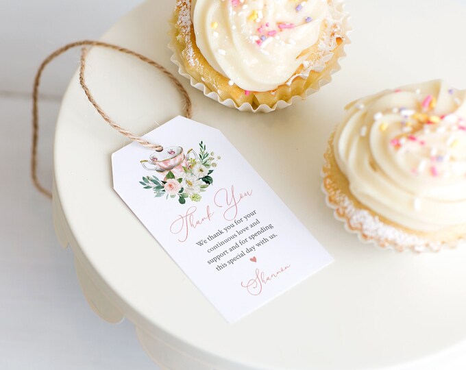 Tea Wedding Favor Tag Template, Thank You Tag, Tea Party Bridal Shower Tag, Welcome Bag, INSTANT DOWNLOAD, Editable, Templett #085C-151FT